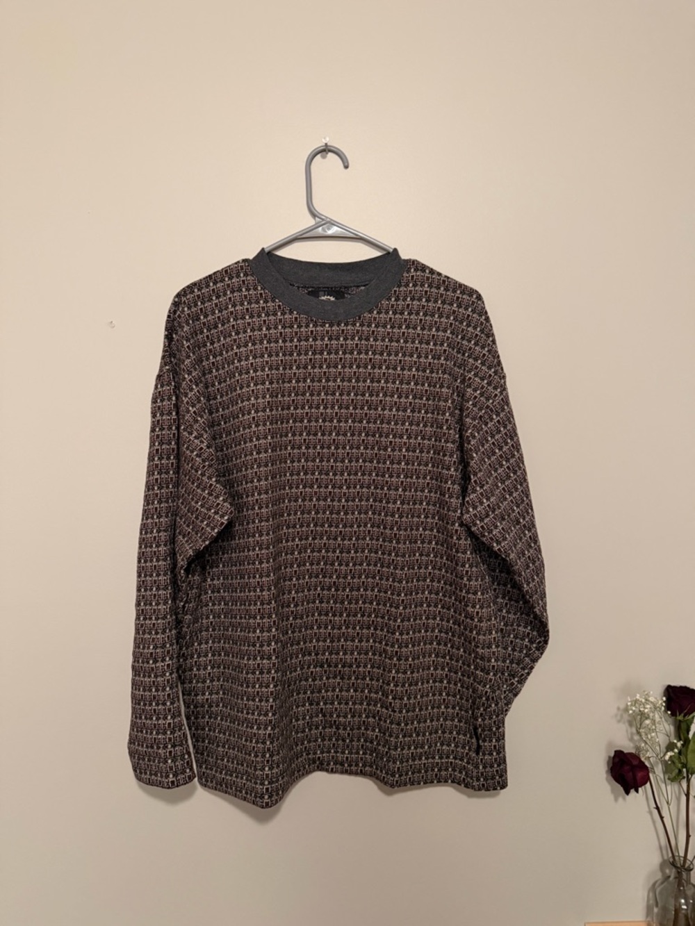 Textured Knit Sweater in Brown and Black